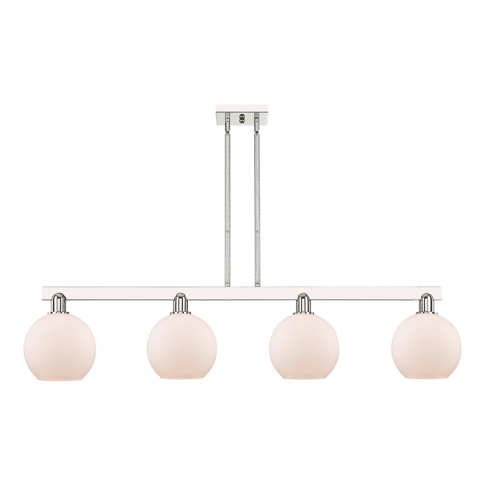 Innovations Athens 51in 4-Light Island Light | Industrial Polished Nickel and Matte White Glass | Kitchen Island & Dining Room | Model 716-4I-PN-G121-8