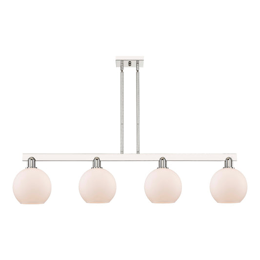 Innovations Athens 51in 4-Light Island Light | Industrial Polished Nickel and Matte White Glass | Kitchen Island & Dining Room | Model 716-4I-PN-G121-8