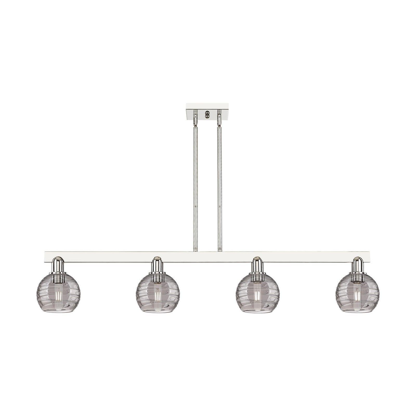 Innovations Athens Deco Swirl 48in 4-Light Island Light | Industrial Polished Nickel and Light Smoke Glass | Kitchen Island & | Model 716-4I-PN-G1213-6SM