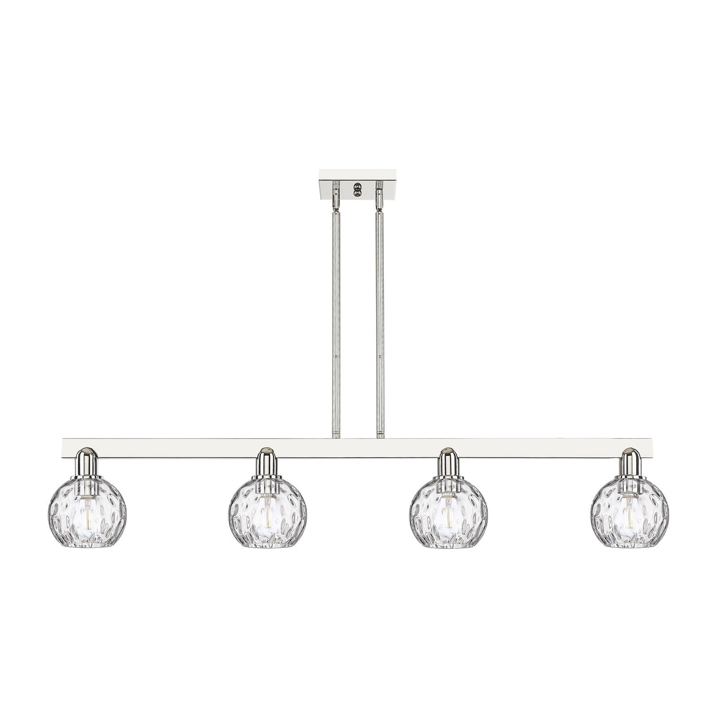 Innovations Athens Water Glass 49in 4-Light Island Light | Industrial Polished Nickel and Clear Water Glass | Kitchen Island & | Model 716-4I-PN-G1215-6
