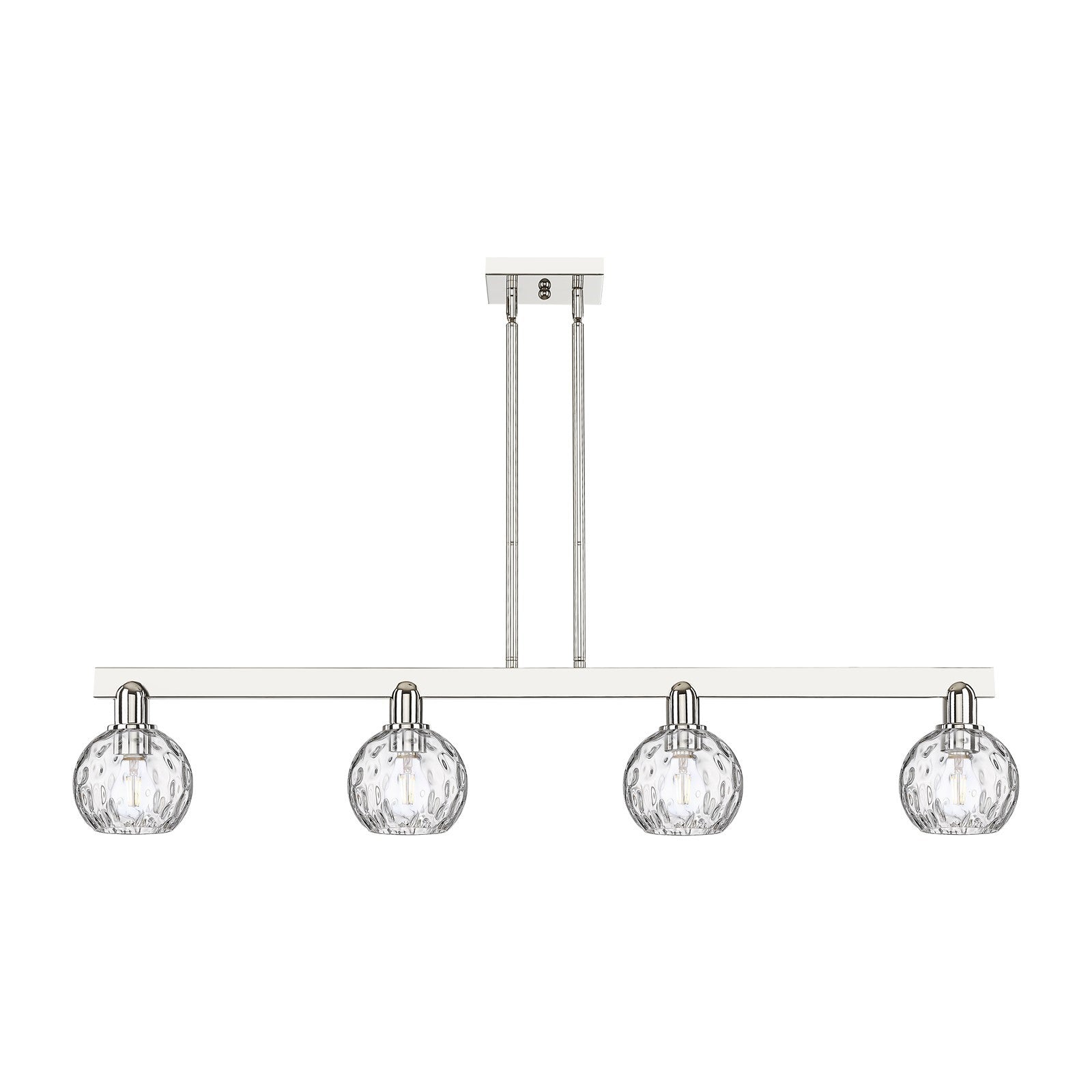Innovations Athens Water Glass 49in 4-Light Island Light | Industrial Polished Nickel and Clear Water Glass | Kitchen Island & | Model 716-4I-PN-G1215-6