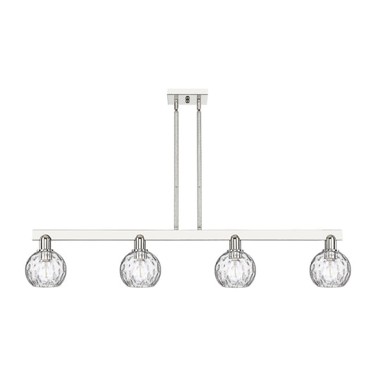 Innovations Athens Water Glass 49in 4-Light Island Light | Industrial Polished Nickel and Clear Water Glass | Kitchen Island & | Model 716-4I-PN-G1215-6