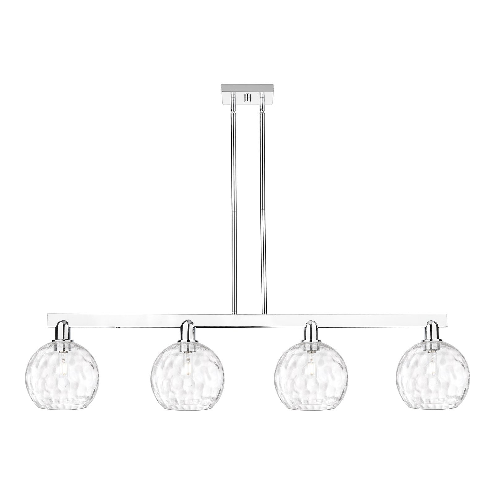 Innovations Athens Water Glass 51in 4-Light Island Light | Industrial Polished Nickel and Clear Water Glass | Kitchen Island & | Model 716-4I-PN-G1215-8