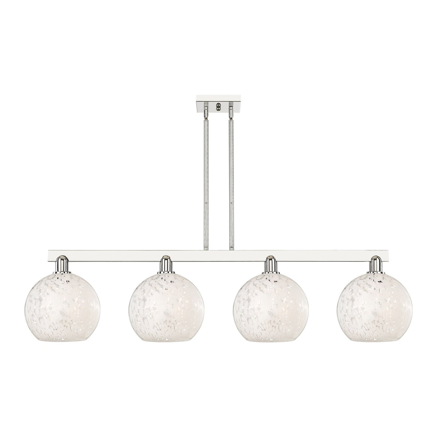 Innovations Lighting Arcadia 53in 4-Light Island Light | Industrial Polished Nickel and White Mouchette Glass | Kitchen | Model 716-4I-PN-G1216-10WM