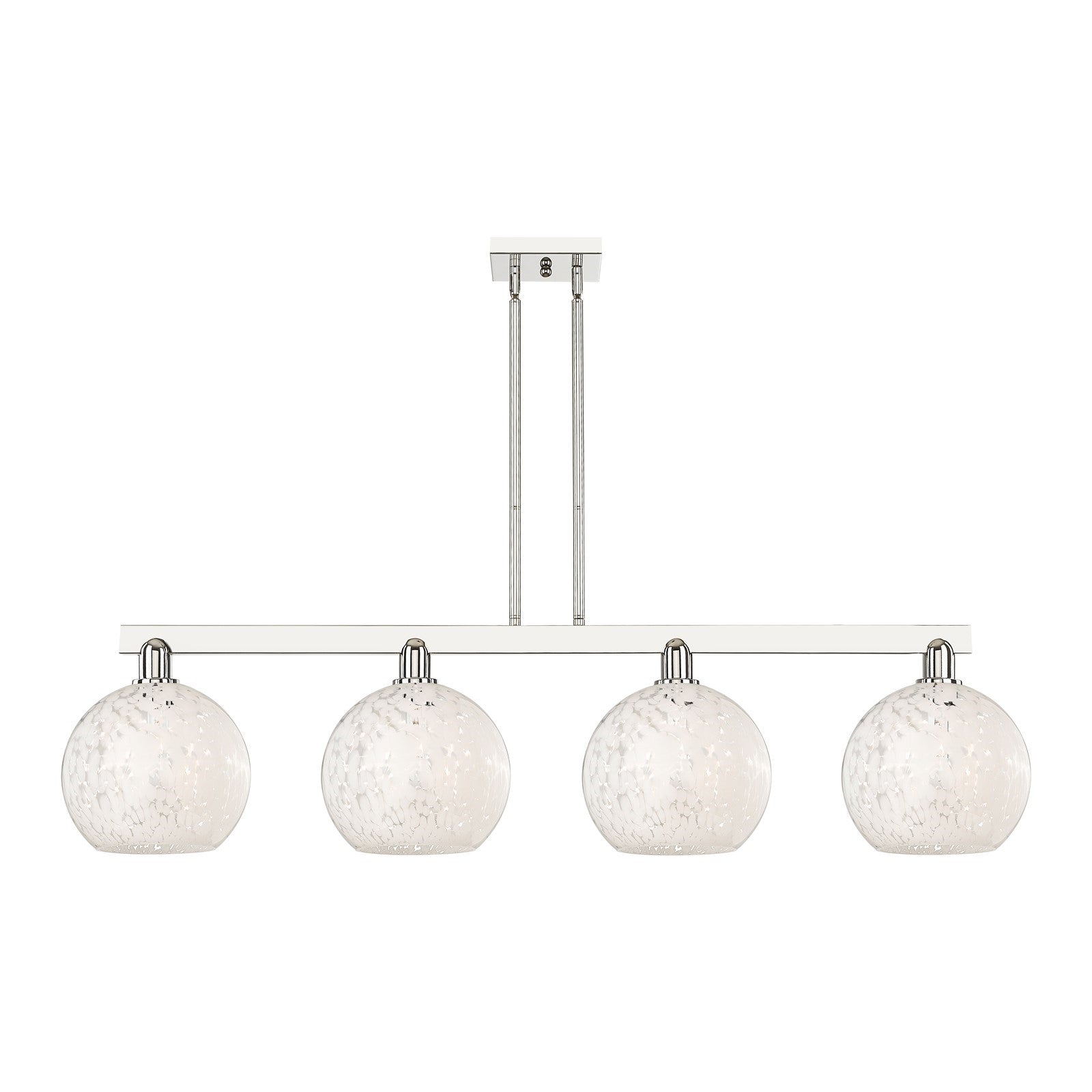 Innovations Lighting Arcadia 53in 4-Light Island Light | Industrial Polished Nickel and White Mouchette Glass | Kitchen | Model 716-4I-PN-G1216-10WM