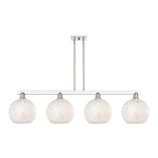 Innovations Lighting Arcadia 53in 4-Light Island Light | Industrial Polished Nickel and White Mouchette Glass | Kitchen | Model 716-4I-PN-G1216-10WM