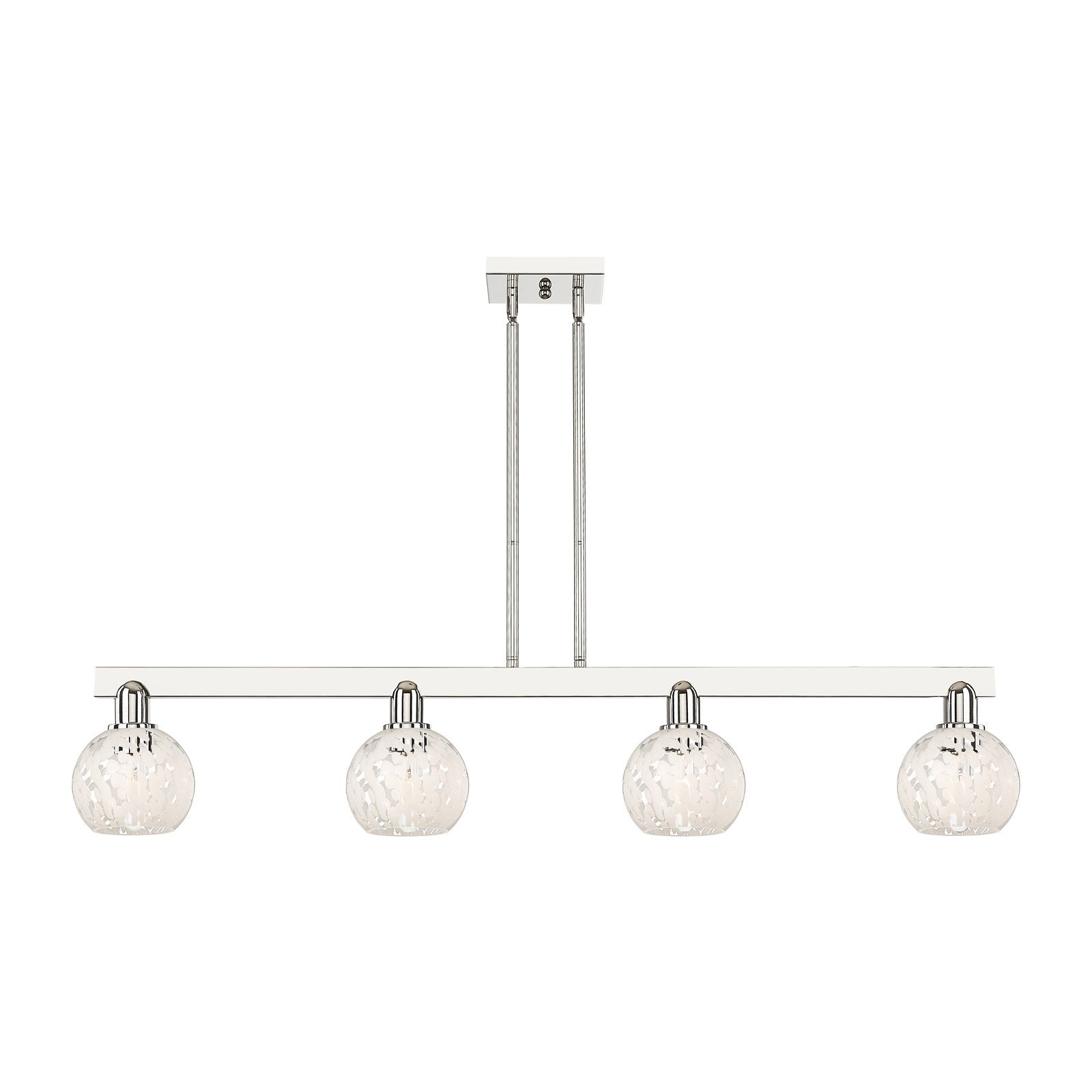 Innovations Lighting Arcadia 49in 4-Light Island Light | Industrial Polished Nickel and White Mouchette Glass | Kitchen Island | Model 716-4I-PN-G1216-6WM