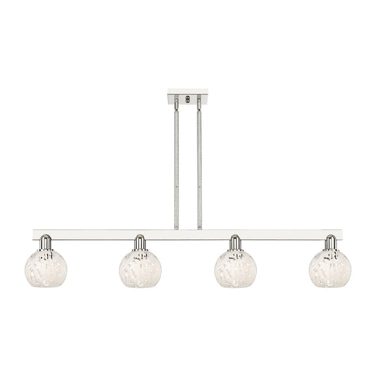 Innovations Lighting Arcadia 49in 4-Light Island Light | Industrial Polished Nickel and White Mouchette Glass | Kitchen Island | Model 716-4I-PN-G1216-6WM
