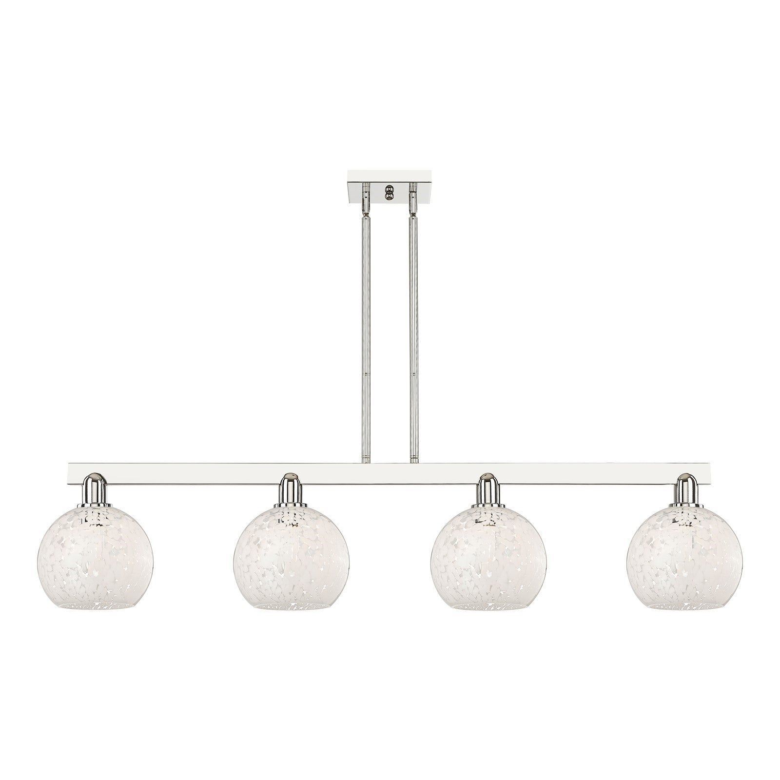Innovations Lighting Arcadia 51in 4-Light Island Light | Industrial Polished Nickel and White Mouchette Glass | Kitchen Island | Model 716-4I-PN-G1216-8WM