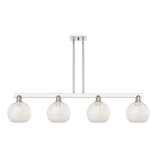 Innovations Lighting Arcadia 51in 4-Light Island Light | Industrial Polished Nickel and White Mouchette Glass | Kitchen Island | Model 716-4I-PN-G1216-8WM