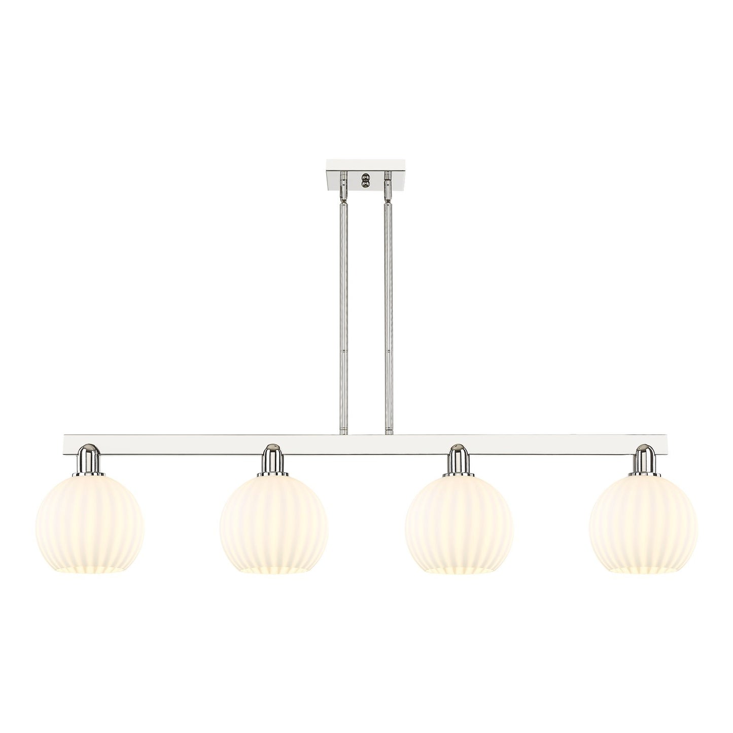 Innovations Lighting Arcadia 48in 4-Light Island Light | Modern Contemporary Polished Nickel and White Venetian Glass | Model 716-4I-PN-G1217-8WV