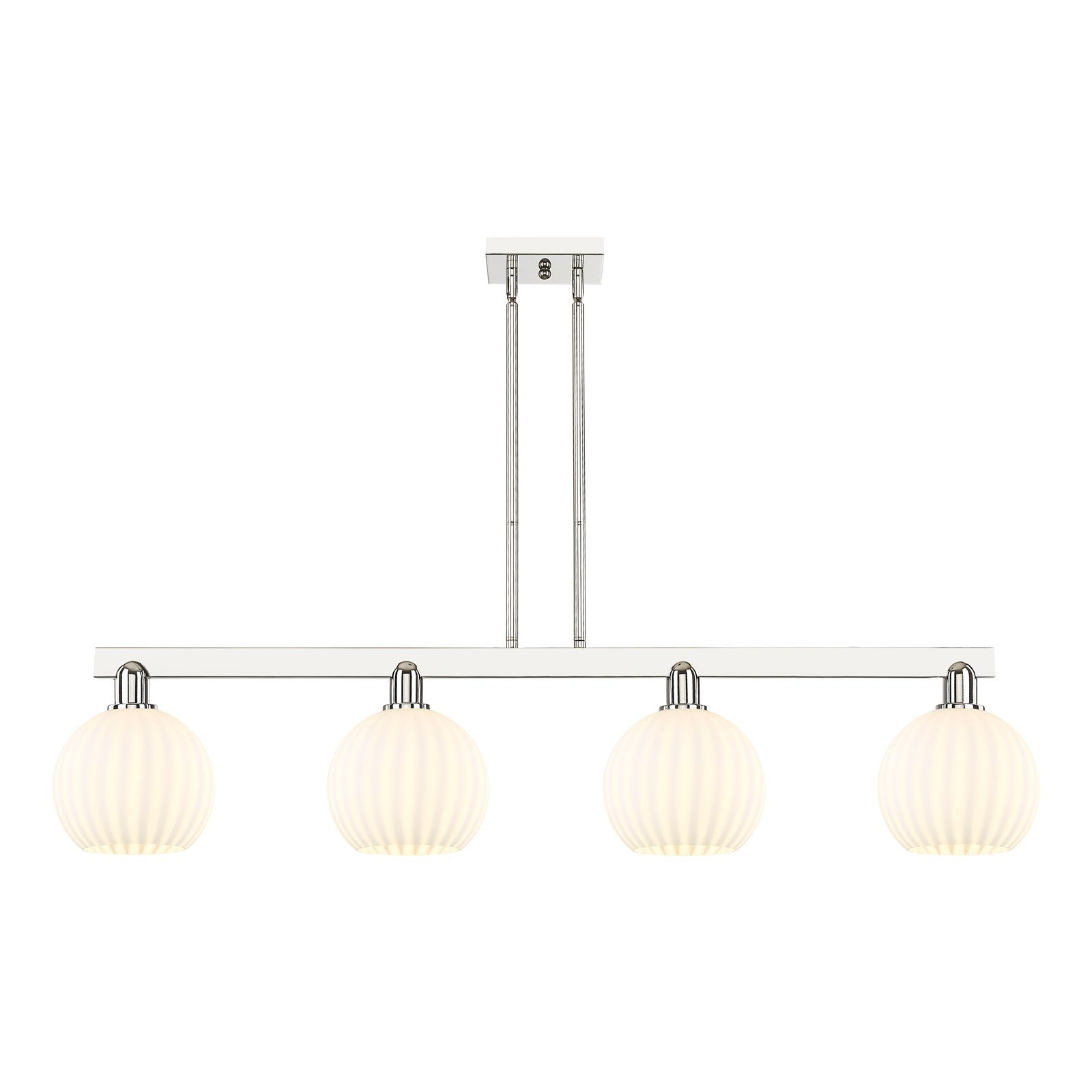 Innovations Lighting Arcadia 48in 4-Light Island Light | Modern Contemporary Polished Nickel and White Venetian Glass | Model 716-4I-PN-G1217-8WV