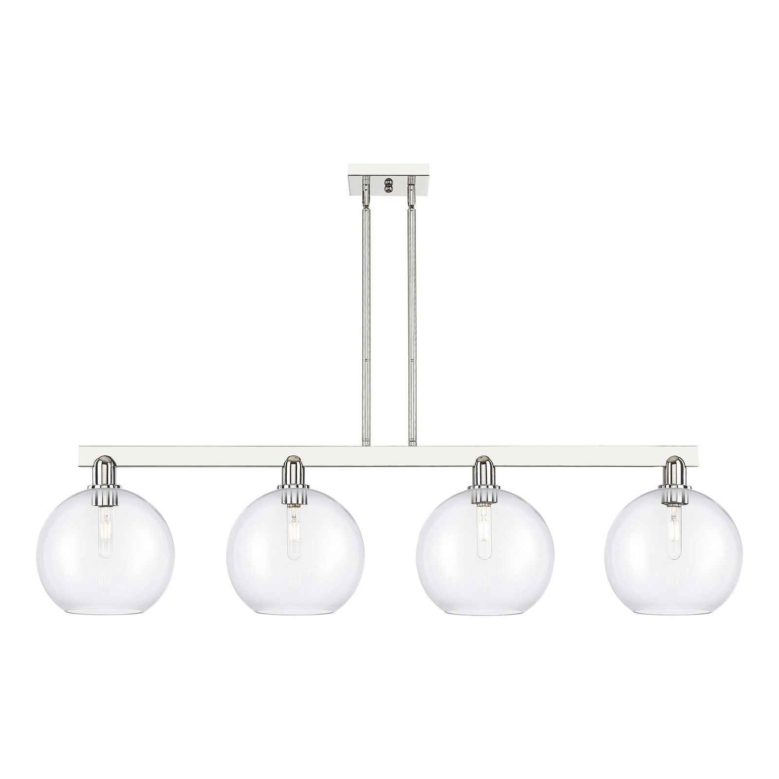 Innovations Athens 53in 4-Light Island Light | Industrial Polished Nickel Steel and Clear Glass | Kitchen Island & Dining Room | Model 716-4I-PN-G122-10