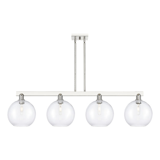 Innovations Athens 53in 4-Light Island Light | Industrial Polished Nickel Steel and Clear Glass | Kitchen Island & Dining Room | Model 716-4I-PN-G122-10