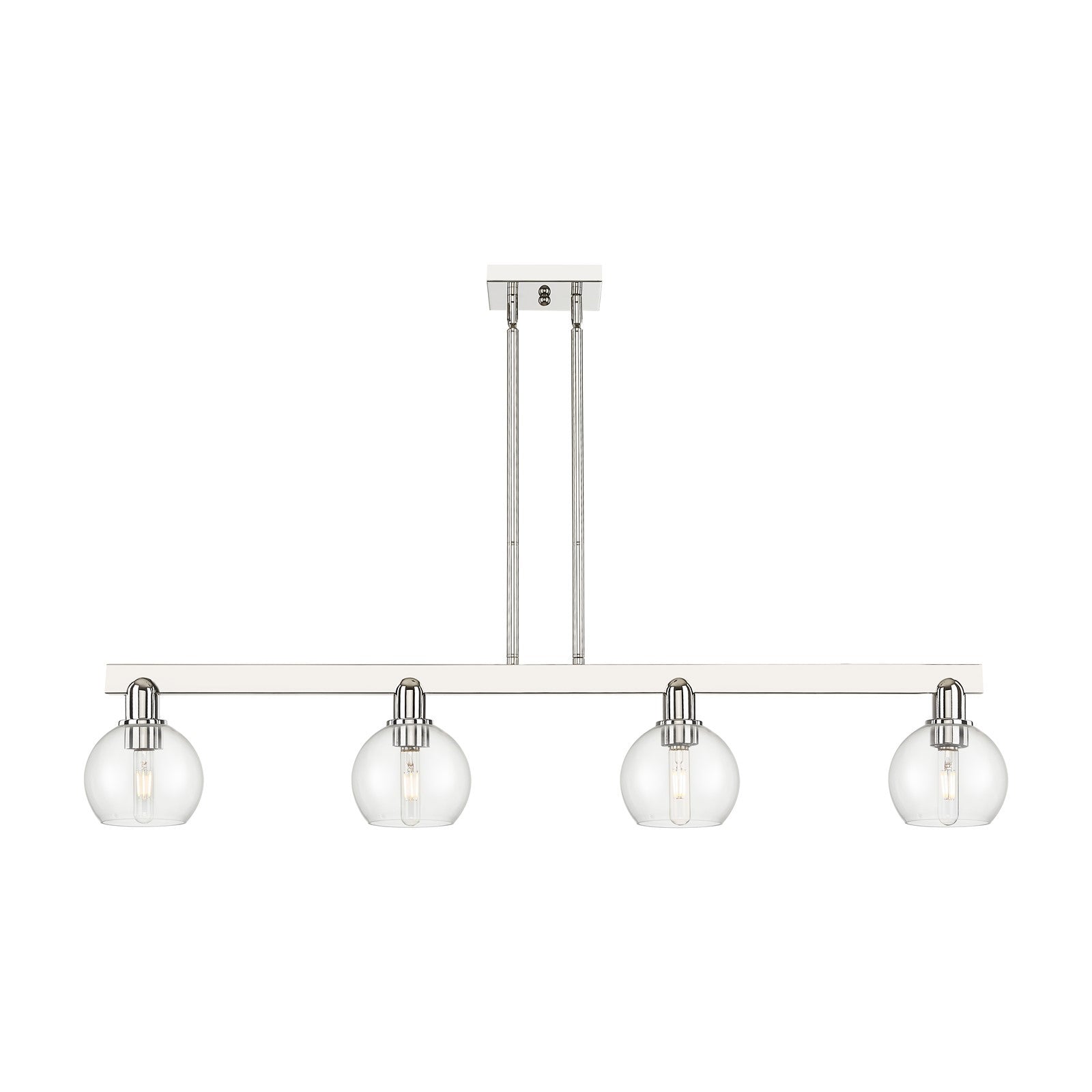 Innovations Athens 49in 4-Light Island Light | Industrial Polished Nickel and Clear Glass | Kitchen Island & Dining Room | Model 716-4I-PN-G122-6