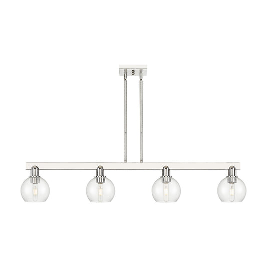Innovations Athens 49in 4-Light Island Light | Industrial Polished Nickel and Clear Glass | Kitchen Island & Dining Room | Model 716-4I-PN-G122-6