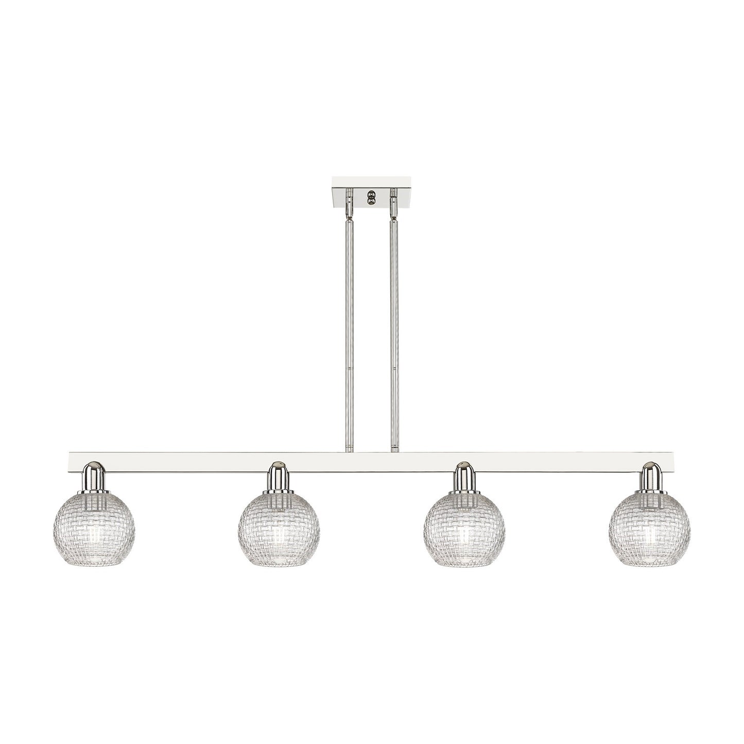 Innovations Athens 48.625in 4-Light Island Light | Industrial Polished Nickel and Clear Basket Weave Glass | Kitchen Island & | Model 716-4I-PN-G122C-6CL