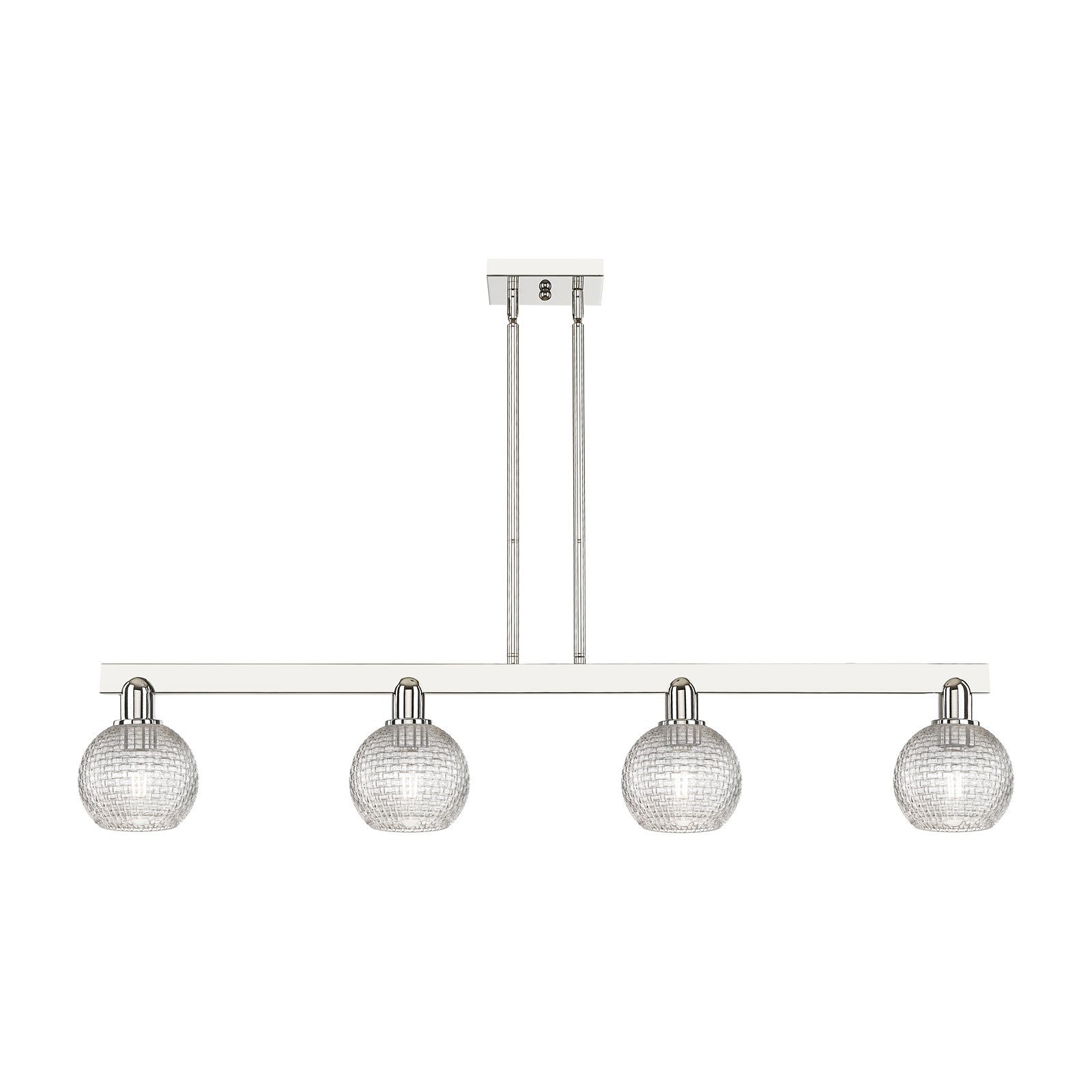 Innovations Athens 48.625in 4-Light Island Light | Industrial Polished Nickel and Clear Basket Weave Glass | Kitchen Island & | Model 716-4I-PN-G122C-6CL
