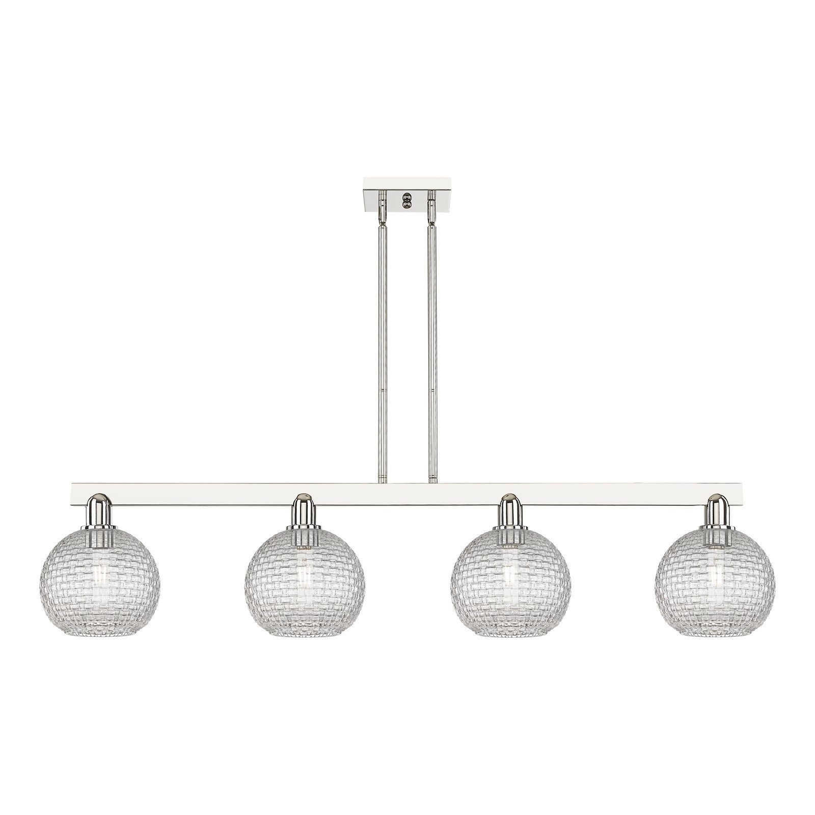Innovations Athens 51in 4-Light Island Light | Industrial Polished Nickel and Clear Basket Weave Glass | Kitchen Island & | Model 716-4I-PN-G122C-8CL