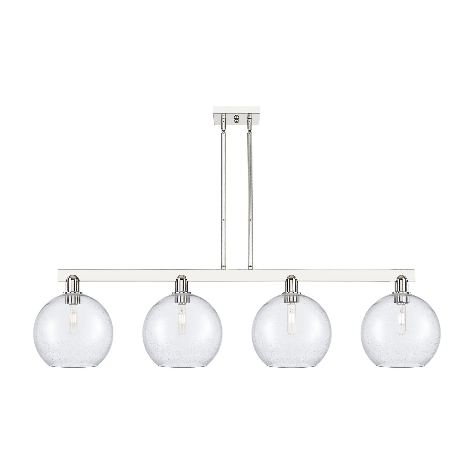 Innovations Athens 53in 4-Light Island Light | Industrial Polished Nickel Steel and Seedy Glass | Kitchen Island & Dining Room | Model 716-4I-PN-G124-10