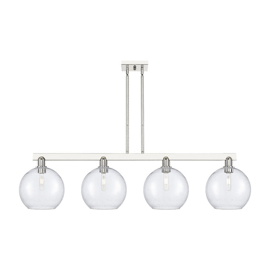 Innovations Athens 53in 4-Light Island Light | Industrial Polished Nickel Steel and Seedy Glass | Kitchen Island & Dining Room | Model 716-4I-PN-G124-10