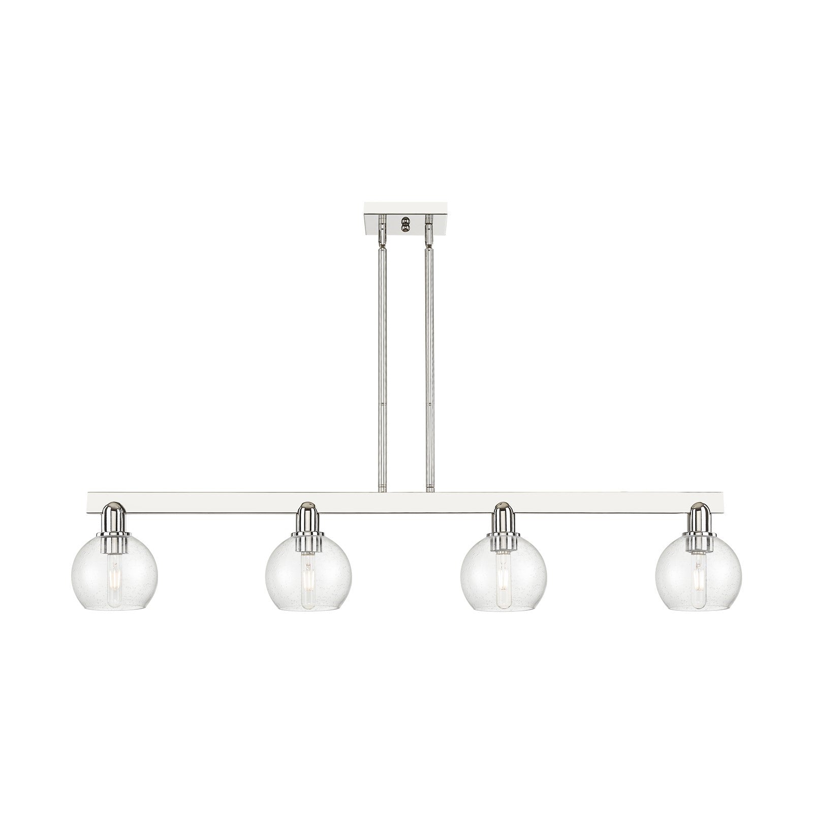 Innovations Athens 49in 4-Light Island Light | Industrial Polished Nickel Steel and Seedy Glass | Kitchen Island & Dining Room | Model 716-4I-PN-G124-6