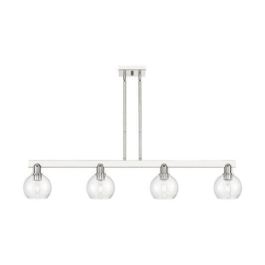 Innovations Athens 49in 4-Light Island Light | Industrial Polished Nickel Steel and Seedy Glass | Kitchen Island & Dining Room | Model 716-4I-PN-G124-6