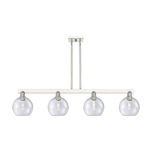 Innovations Athens 51in 4-Light Island Light | Industrial Polished Nickel Steel and Seedy Glass | Kitchen Island & Dining Room | Model 716-4I-PN-G124-8