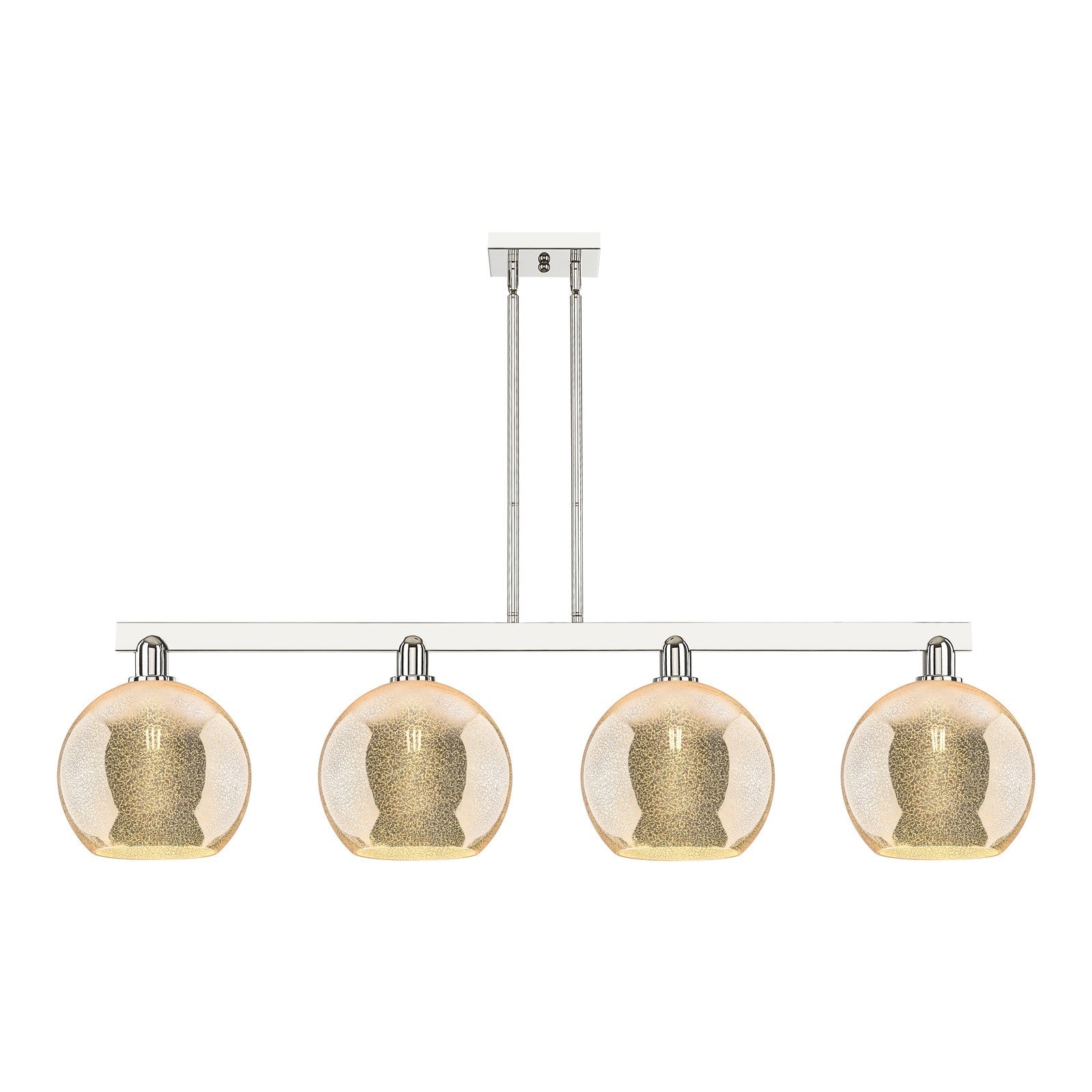 Innovations Athens 53in 4-Light Island Light | Industrial Polished Nickel and Mercury Glass | Kitchen Island & Dining Room | Model 716-4I-PN-G128-10
