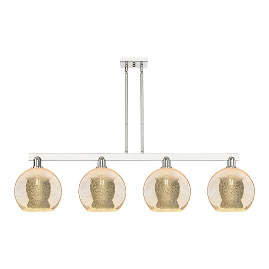 Innovations Athens 53in 4-Light Island Light | Industrial Polished Nickel and Mercury Glass | Kitchen Island & Dining Room | Model 716-4I-PN-G128-10