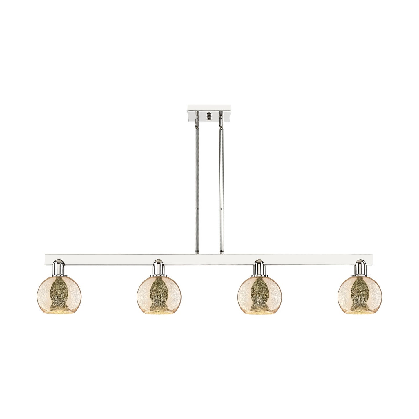 Innovations Athens 49in 4-Light Island Light | Industrial Polished Nickel Steel and Mercury Glass | Kitchen Island & Dining Room | Model 716-4I-PN-G128-6