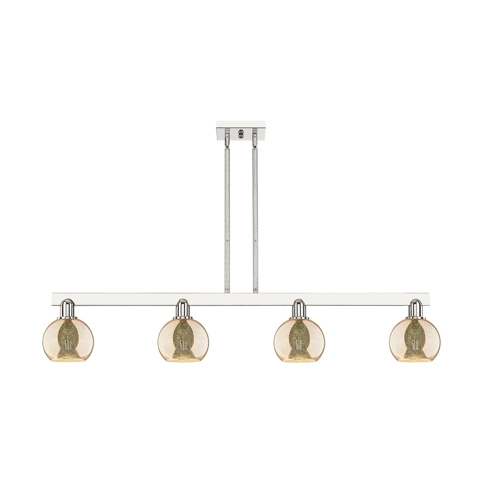 Innovations Athens 49in 4-Light Island Light | Industrial Polished Nickel Steel and Mercury Glass | Kitchen Island & Dining Room | Model 716-4I-PN-G128-6
