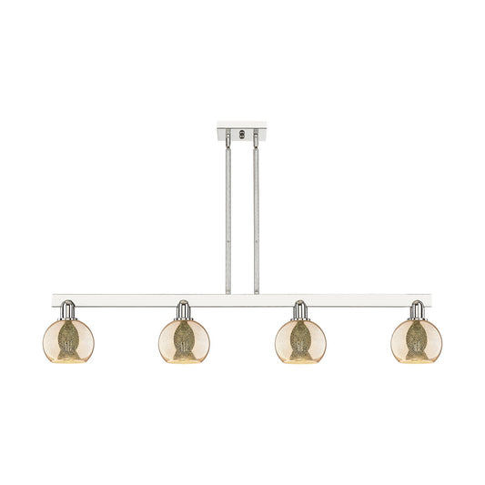 Innovations Athens 49in 4-Light Island Light | Industrial Polished Nickel Steel and Mercury Glass | Kitchen Island & Dining Room | Model 716-4I-PN-G128-6