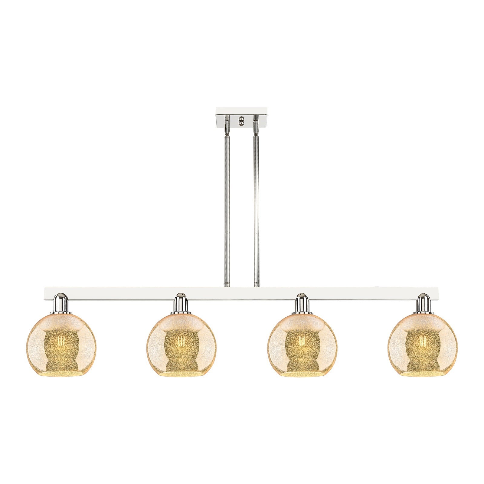 Innovations Athens 51in 4-Light Island Light | Industrial Polished Nickel and Mercury Glass | Kitchen Island & Dining Room | Model 716-4I-PN-G128-8