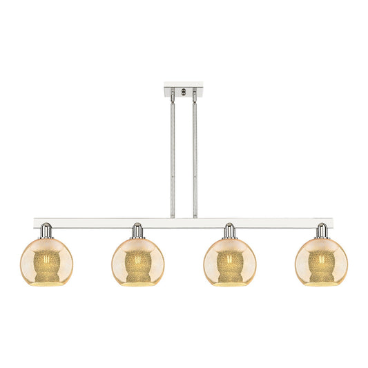 Innovations Athens 51in 4-Light Island Light | Industrial Polished Nickel and Mercury Glass | Kitchen Island & Dining Room | Model 716-4I-PN-G128-8