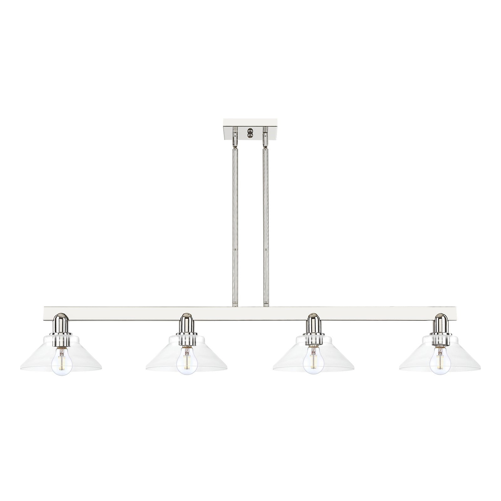 Innovations Orwell 51in 4-Light Island Light | Industrial Polished Nickel and Clear Glass | Kitchen Island & Dining Room | Model 716-4I-PN-G132