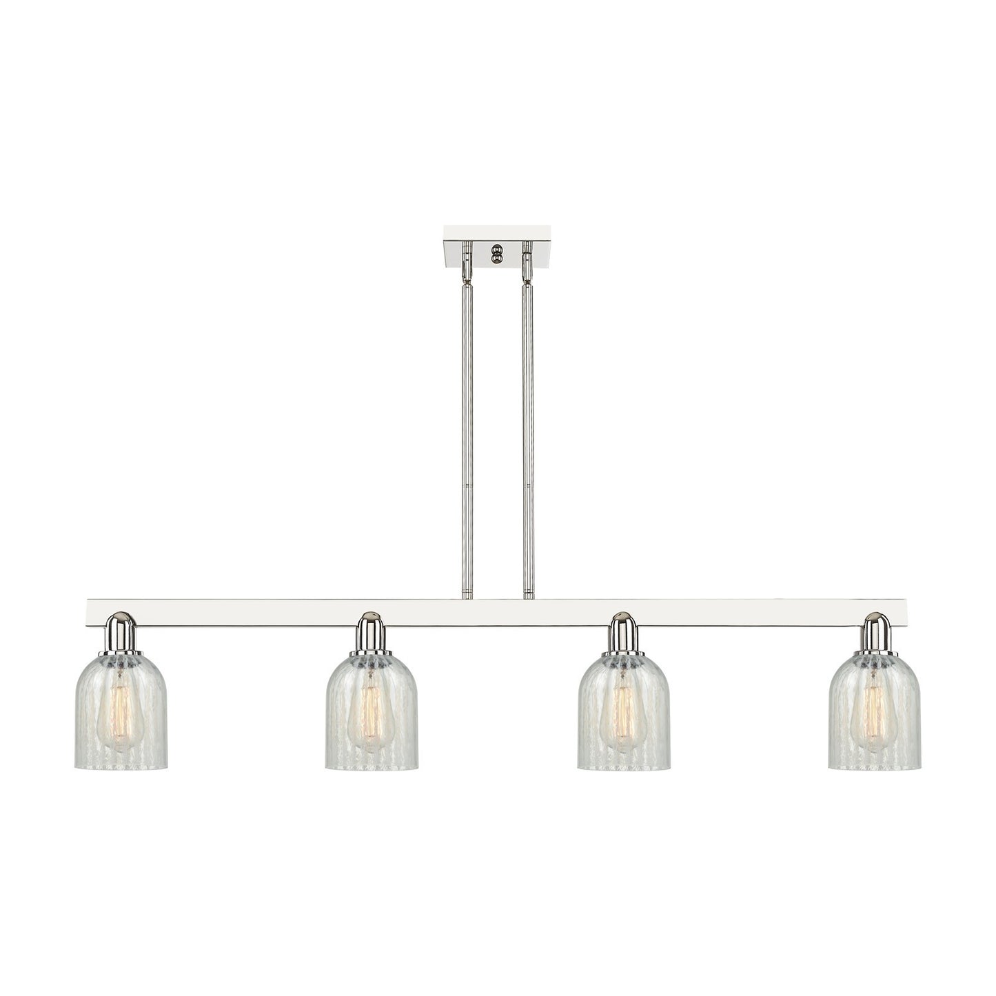 Innovations Caledonia 48in 4-Light Island Light | Industrial Polished Nickel Steel and Mouchette Glass | Kitchen Island & Dining | Model 716-4I-PN-G2511