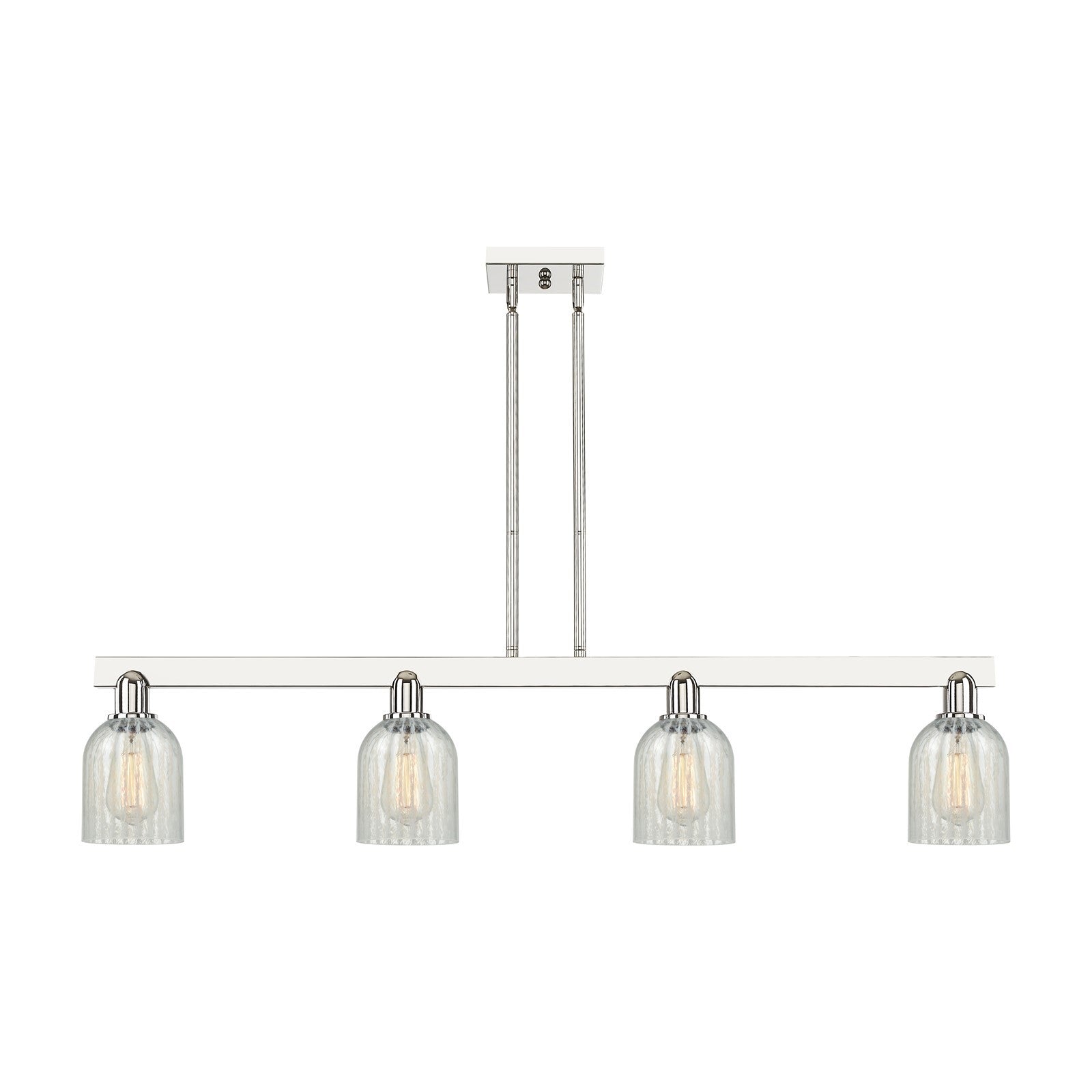 Innovations Caledonia 48in 4-Light Island Light | Industrial Polished Nickel Steel and Mouchette Glass | Kitchen Island & Dining | Model 716-4I-PN-G2511