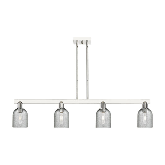 Innovations Caledonia 48in 4-Light Island Light | Industrial Polished Nickel and Charcoal Glass | Kitchen Island & Dining Room | Model 716-4I-PN-G257