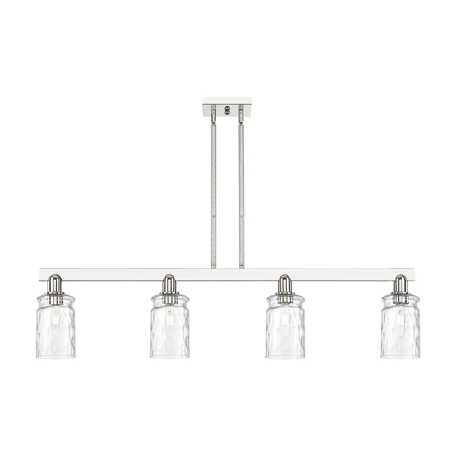 Innovations Candor 48in 4-Light Island Light | Industrial Polished Nickel and Clear Waterglass Glass | Kitchen Island & Dining Room | Model 716-4I-PN-G352