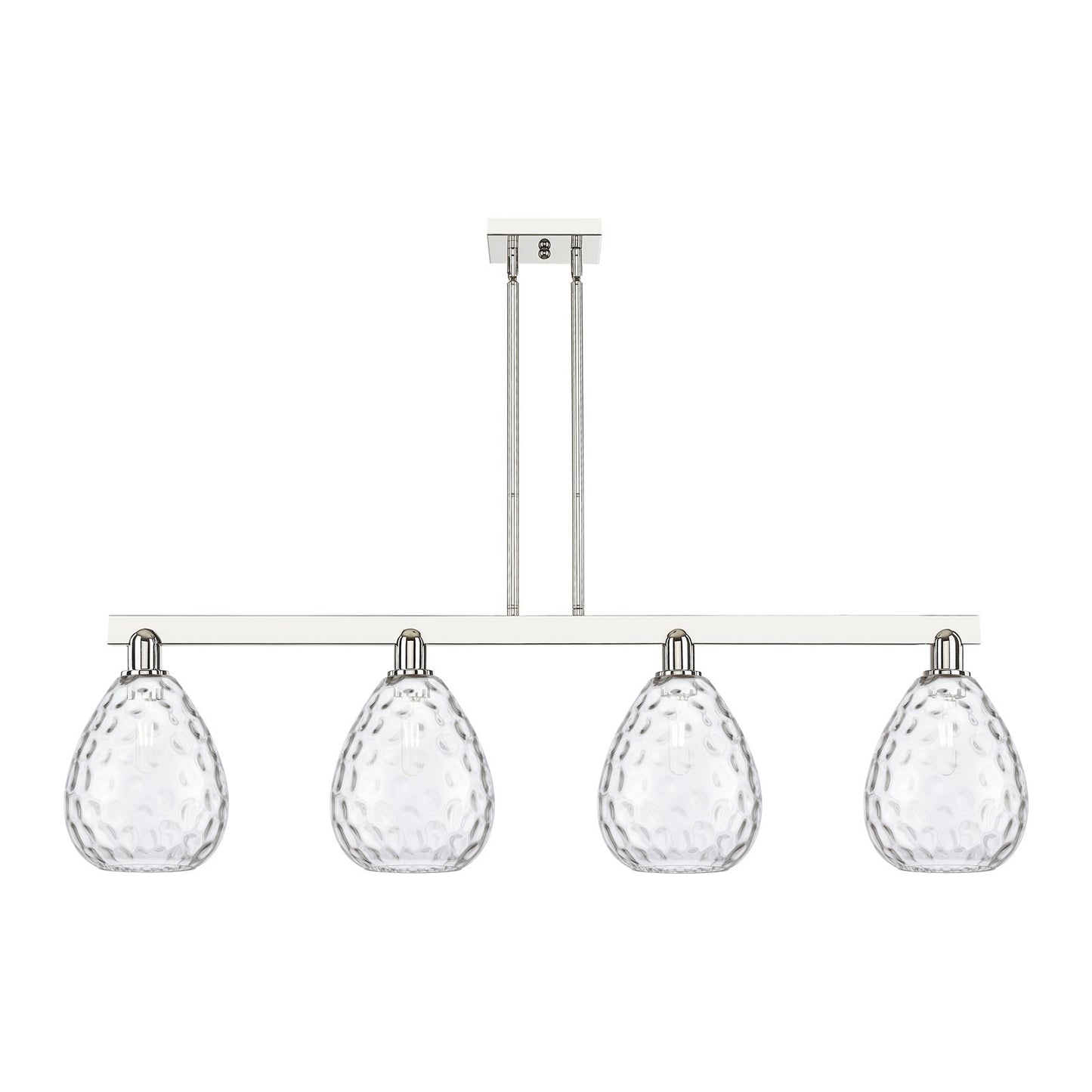 Innovations Waverly 51in 4-Light Island Light | Industrial Polished Nickel Steel and Clear Glass | Kitchen Island & Dining Room | Model 716-4I-PN-G372
