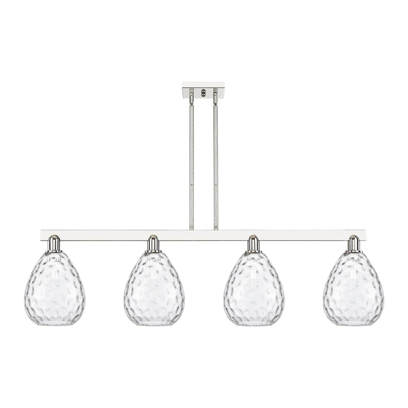 Innovations Waverly 51in 4-Light Island Light | Industrial Polished Nickel Steel and Clear Glass | Kitchen Island & Dining Room | Model 716-4I-PN-G372