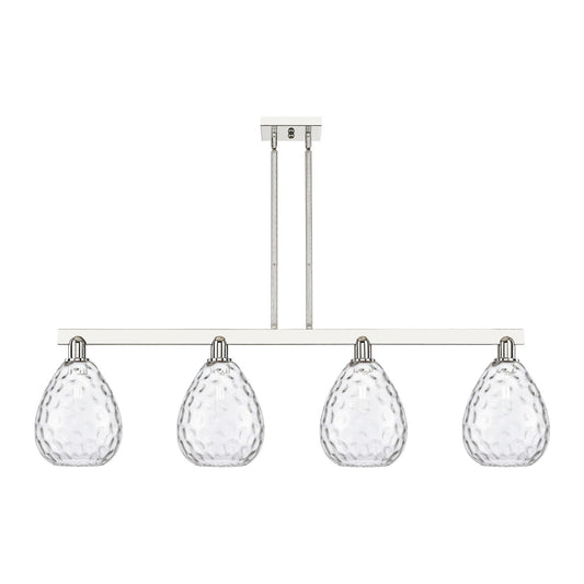 Innovations Waverly 51in 4-Light Island Light | Industrial Polished Nickel Steel and Clear Glass | Kitchen Island & Dining Room | Model 716-4I-PN-G372