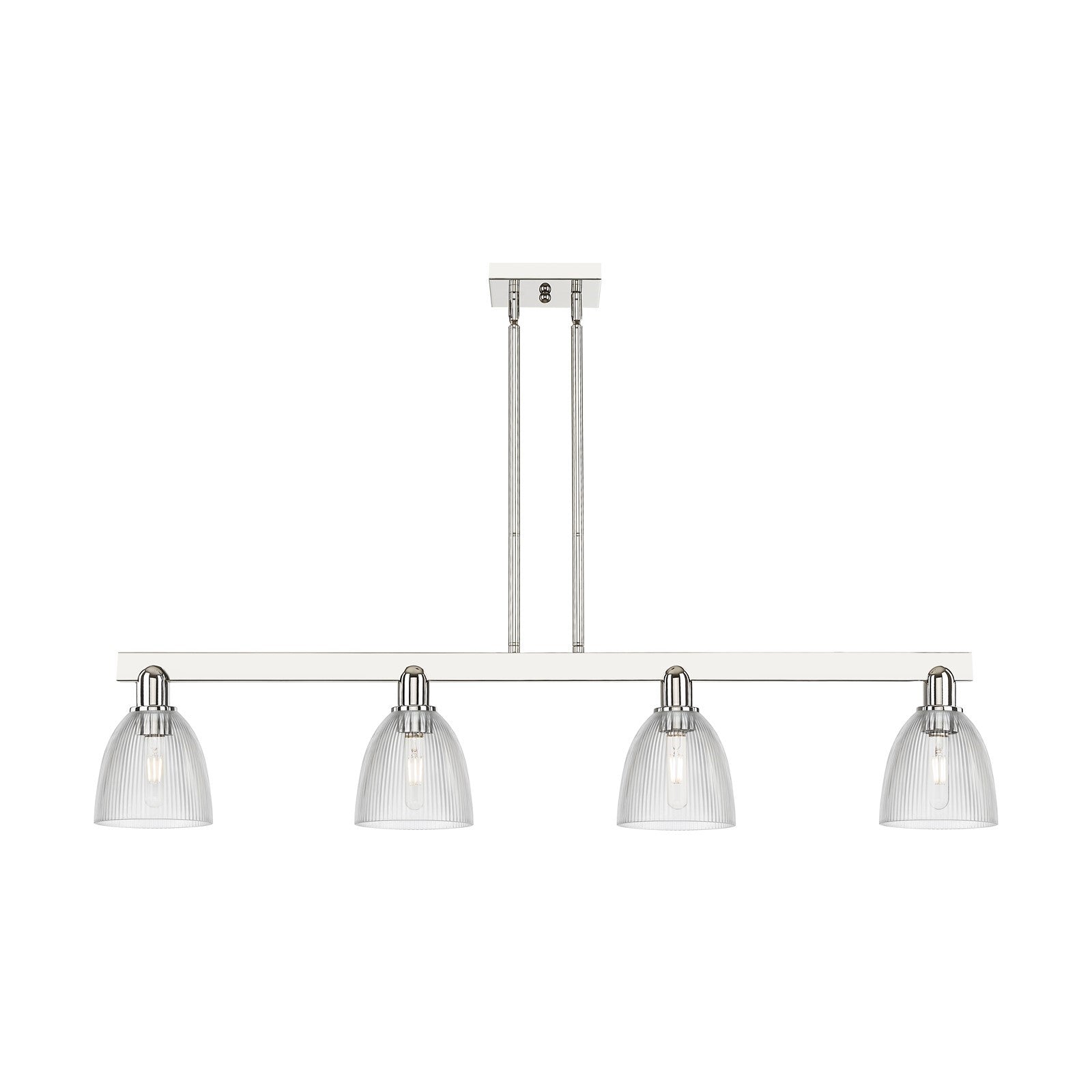Innovations Castile 49in 4-Light Island Light | Industrial Polished Nickel and Clear Glass | Kitchen Island | Model 716-4I-PN-G382