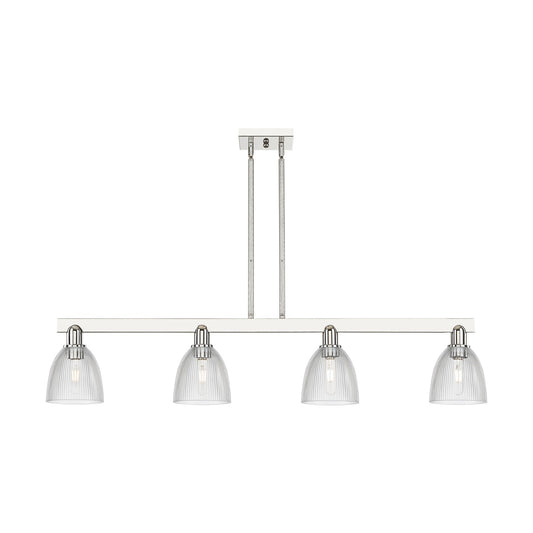 Innovations Castile 49in 4-Light Island Light | Industrial Polished Nickel and Clear Glass | Kitchen Island | Model 716-4I-PN-G382