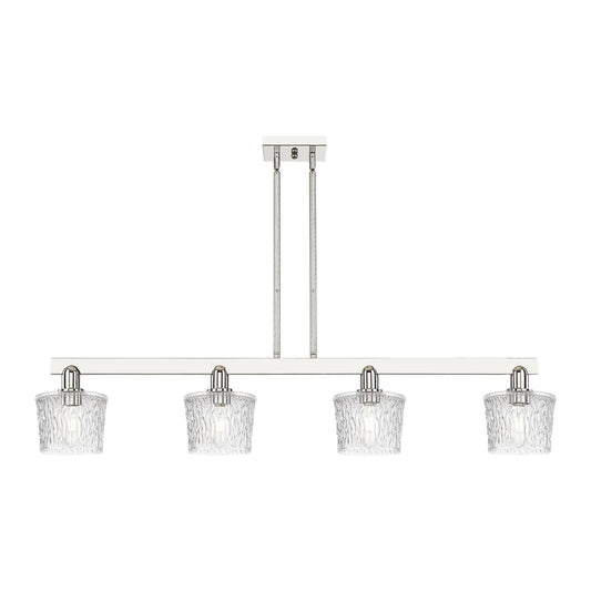 Innovations Niagara 49in 4-Light Island Light | Industrial Polished Nickel and Clear Glass | Kitchen Island | 49.25 x 9.38 x 6.5 in | Model 716-4I-PN-G402