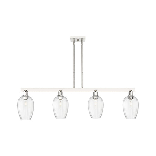 Innovations Preston 4Lt 48" Flute Stem Island Light, PN/CL - 716-4I-PN-G457-6CL