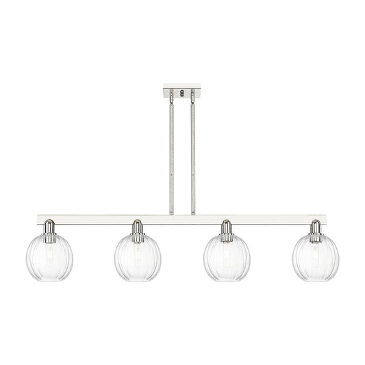 Innovations Preston 4Lt 48" Globe Stem Island Light, PN/CL - 716-4I-PN-G458-7CL