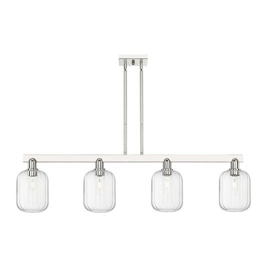 Innovations Preston 4Lt 48" Jar Stem Island Light, PN/Clear - 716-4I-PN-G460-7CL