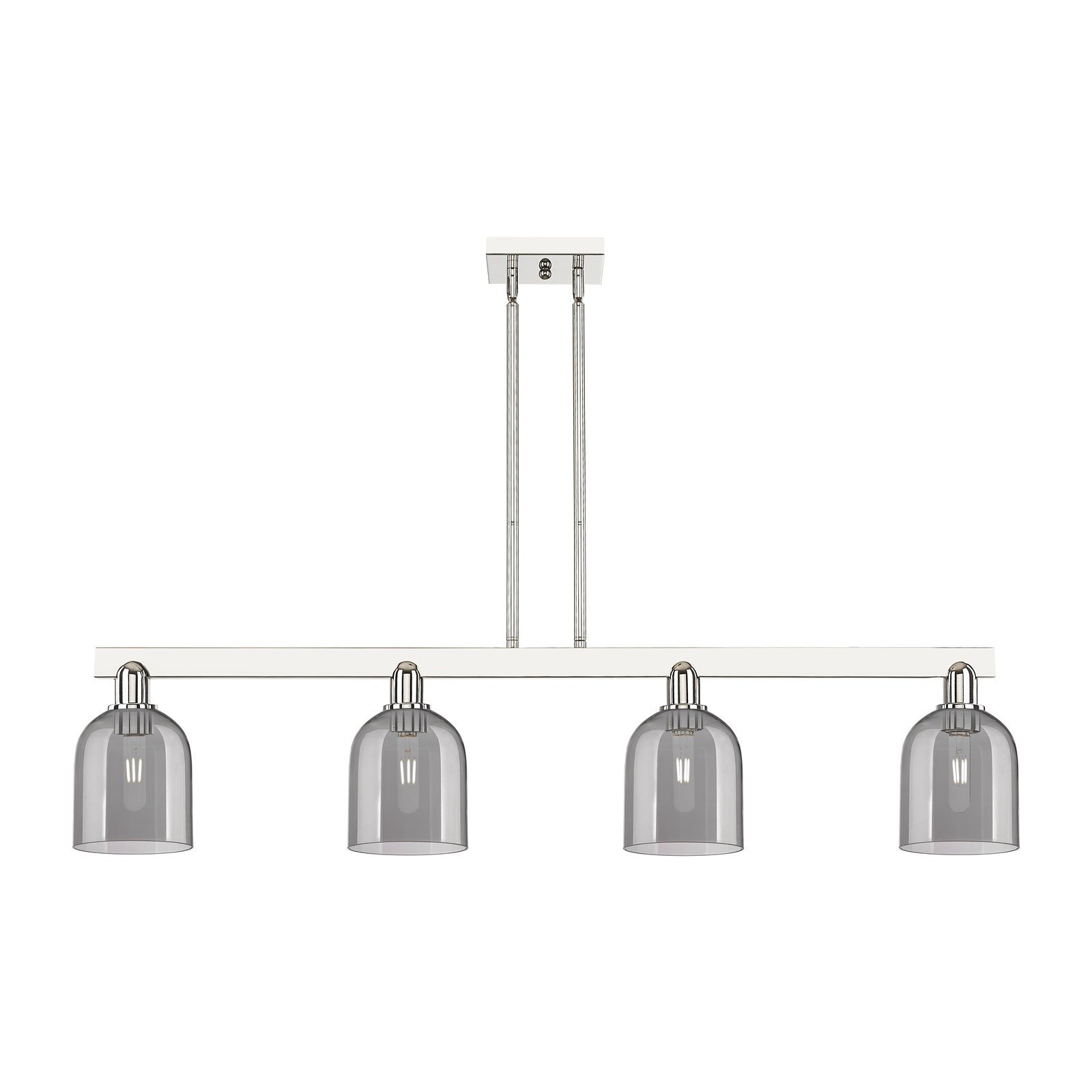 Innovations Bella 48in 4-Light Island Light | Industrial Polished Nickel and Light Smoke Glass | Kitchen Island & Dining Room | Model 716-4I-PN-G558-6SM